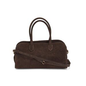 CLAUDIA Brown Made In Italy Suede East West Satchel